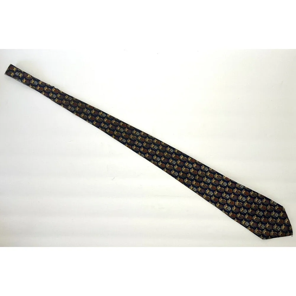 SALVATORE FERRAGAMO BLUE TIE 100% SILK Horse PRINT 60''/3.5''